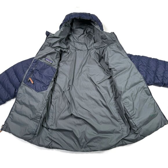 Patagonia Kids Reversible Down Sweater Full Zip Hoody Jacket XL 14 Puffer - Picture 5 of 13